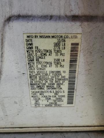 5N1AR18U37C613015 - 2007 NISSAN PATHFINDER LE 白色 照片 13