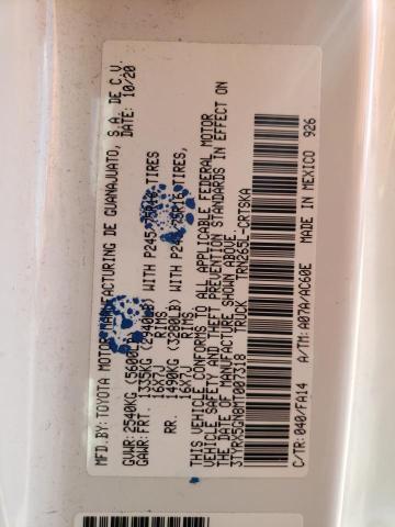 3TYRX5GN8MT007318 - 2021 TOYOTA TACOMA ACCESS CAB თეთრი ფოტო 12