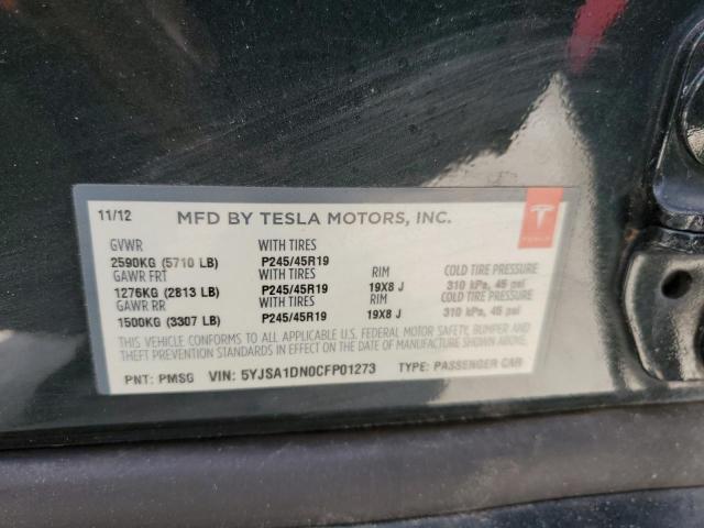 5YJSA1DN0CFP01273 - 2012 TESLA MODEL S BLACK photo 13