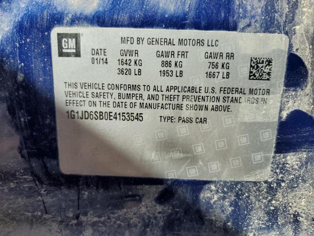 1G1JD6SB0E4153545 - 2014 CHEVROLET SONIC LT BLUE photo 12