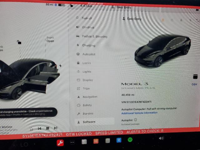 5YJ3E1EA7KF422471 - 2019 TESLA MODEL 3 BLACK photo 9