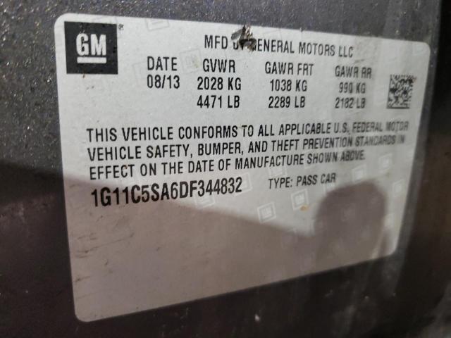 1G11C5SA6DF344832 - 2013 CHEVROLET MALIBU 1LT ნაცრისფერი ფოტო 12