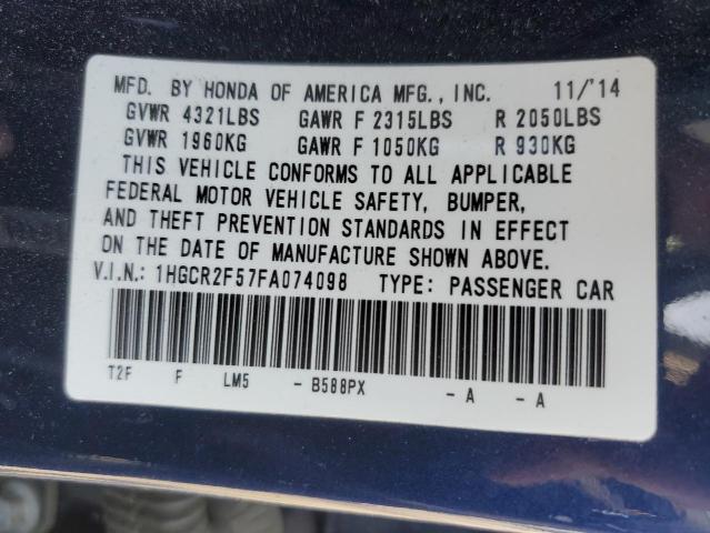 1HGCR2F57FA074098 - 2015 HONDA ACCORD SPORT BLUE photo 12