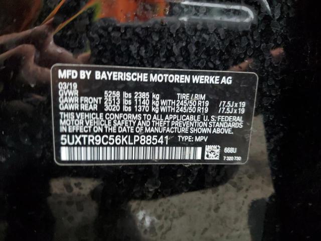 5UXTR9C56KLP88541 - 2019 BMW X3 XDRIVE30I BLACK photo 13