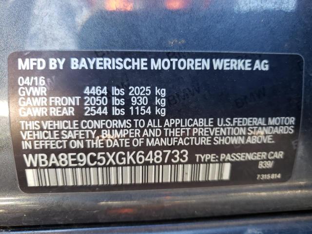 WBA8E9C5XGK648733 - 2016 BMW 328 I SULEV GRAY photo 12