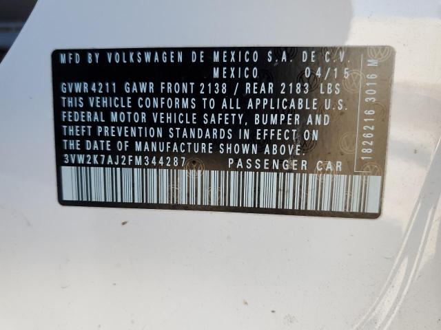 3VW2K7AJ2FM344287 - 2015 VOLKSWAGEN JETTA BASE أبيض صورة 13