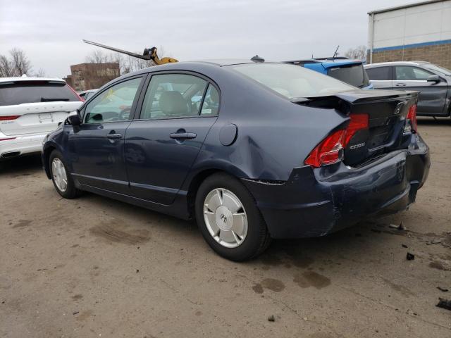 JHMFA36217S009966 - 2007 HONDA CIVIC HYBRID BLUE photo 2