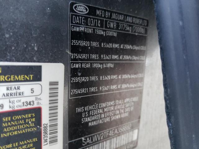 SALWV2TF4EA358882 - 2014 LAND ROVER RANGE ROVE AUTOBIOGRAPHY GRAY photo 12
