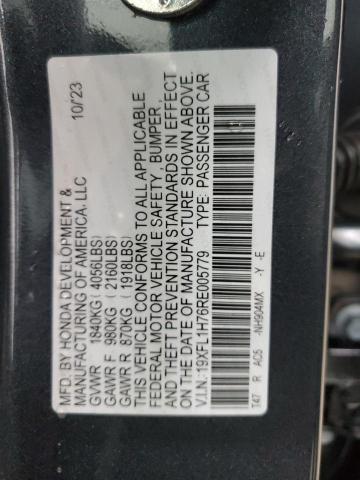 19XFL1H76RE005779 - 2024 HONDA CIVIC EXL GRAY photo 12