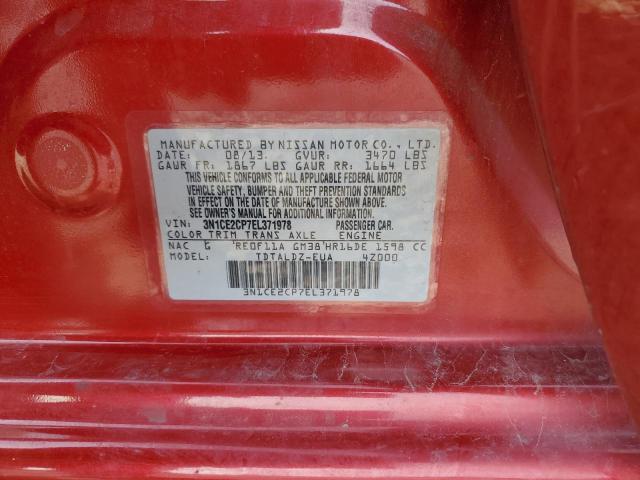 3N1CE2CP7EL371978 - 2014 NISSAN VERSA NOTE S BURGUNDY photo 13