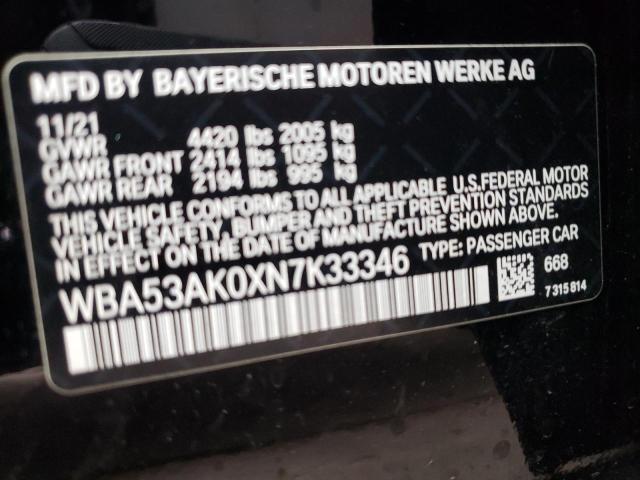 WBA53AK0XN7K33346 - 2022 BMW 228I BLACK photo 12