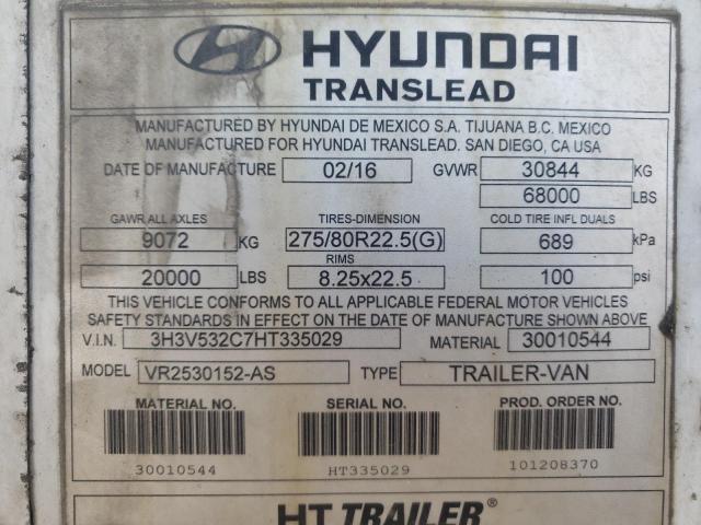 3H3V532C7HT335029 - 2017 HYUNDAI TRAILER WHITE photo 10