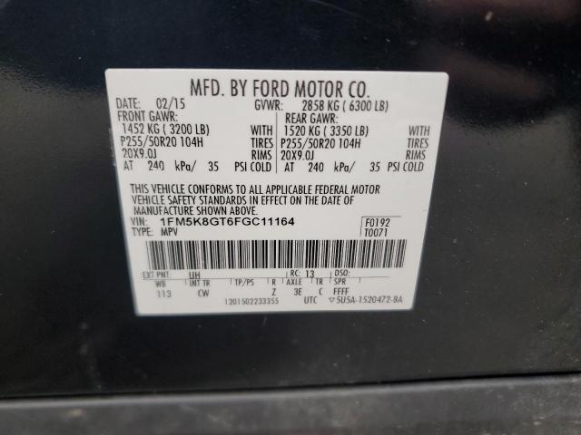 1FM5K8GT6FGC11164 - 2015 FORD EXPLORER SPORT 黑色 照片 13