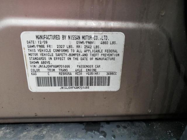 JN1AJ0HPXAM701466 - 2010 INFINITI EX35 BASE Ոսկեգույն լուսանկար 12