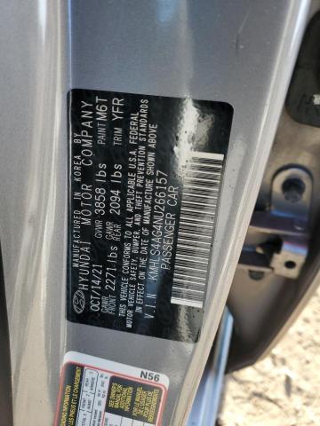 KMHLS4AG4NU266157 - 2022 HYUNDAI ELANTRA SEL GRAY photo 12