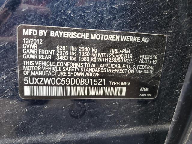 5UXZW0C59D0B91521 - 2013 BMW X5 XDRIVE35D BLUE photo 12