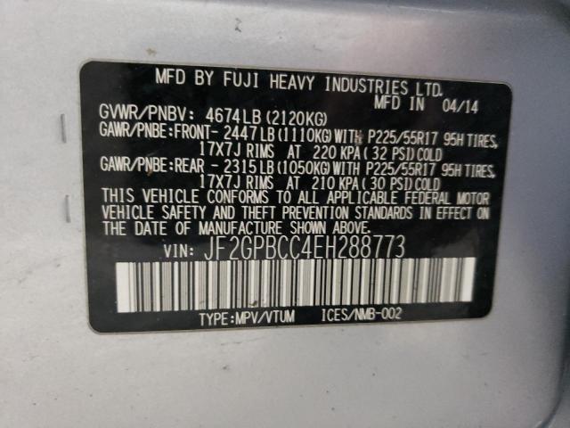 JF2GPBCC4EH288773 - 2014 SUBARU XV CROSSTR 2.0I HYBRID SILVER photo 13