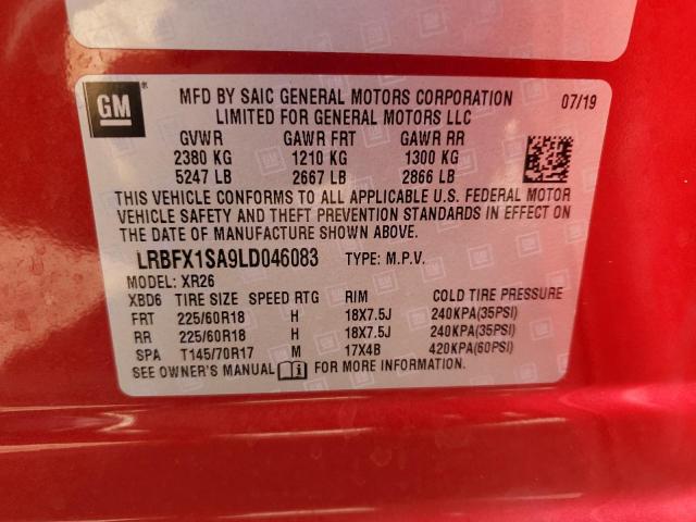 LRBFX1SA9LD046083 - 2020 BUICK ENVISION PREFERRED RED photo 13