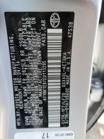 4T1BK1EB7EU113295 - 2014 TOYOTA AVALON BASE 银色 照片 13