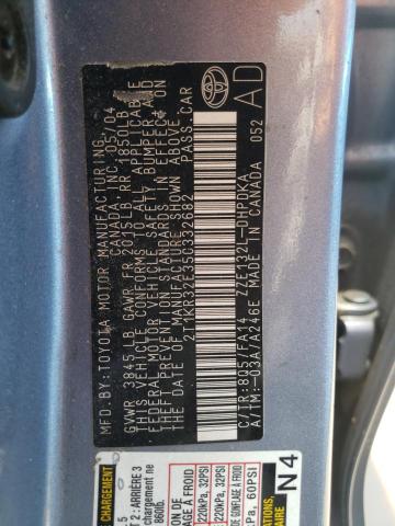 2T1KR32E35C332682 - 2005 TOYOTA COROLLA MA XR BLUE photo 10