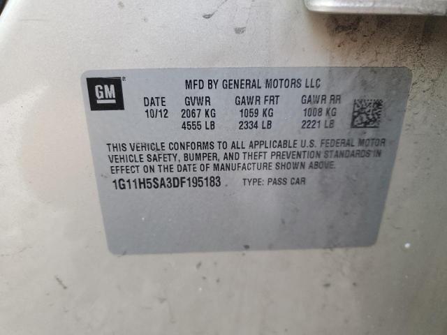 1G11H5SA3DF195183 - 2013 CHEVROLET MALIBU LTZ CREAM photo 12