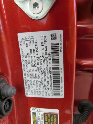 2HKRW2H97MH639702 - 2021 HONDA CR-V TOURING RED photo 13