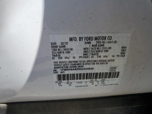 1FM5K8AB5NGA54936 - 2022 FORD EXPLORER POLICE INTERCEPTOR Ağ foto 12