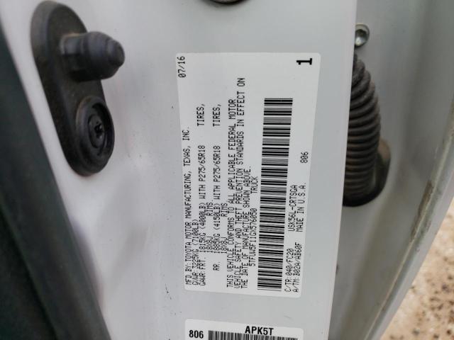 5TFUW5F11GX576050 - 2016 TOYOTA TUNDRA DOUBLE CAB SR/SR5 WHITE photo 12