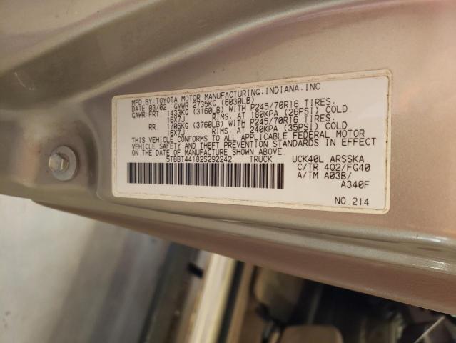 5TBBT44182S292242 - 2002 TOYOTA TUNDRA ACCESS CAB ბეჟი ფოტო 12