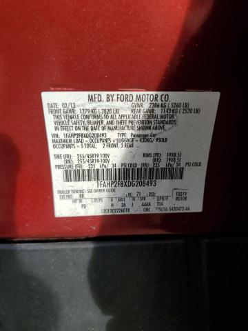 1FAHP2F8XDG208493 - 2013 FORD TAURUS LIMITED RED photo 12