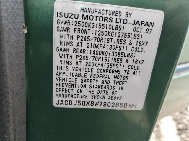 JACDJ58X8W7902858 - 1998 ISUZU TROOPER S GREEN photo 13