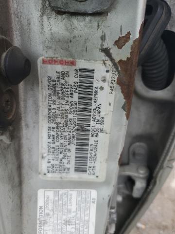 JTDBE32K220128950 - 2002 TOYOTA CAMRY LE SILVER photo 12