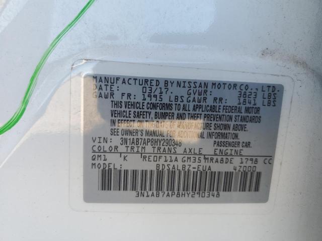 3N1AB7AP8HY290348 - 2017 NISSAN SENTRA S WHITE photo 13