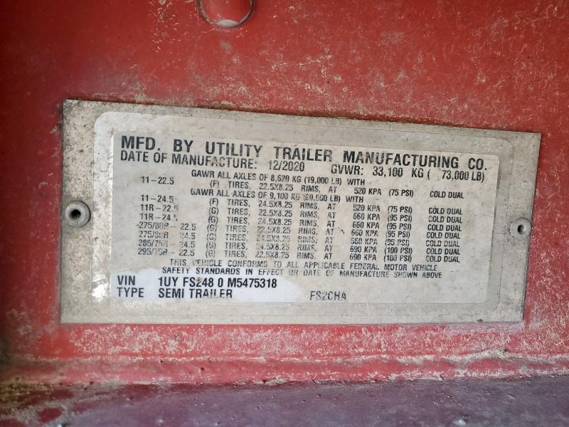 1UYFS2480M5475318 - 2021 UTILITY TRAILER SILVER photo 10