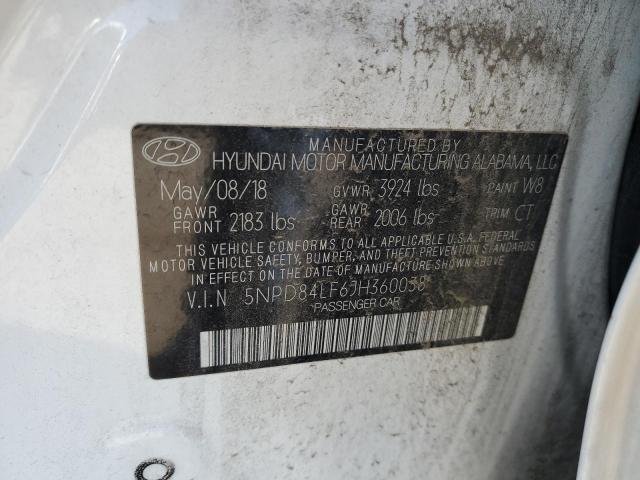 5NPD84LF6JH360038 - 2018 HYUNDAI ELANTRA SEL WHITE photo 12