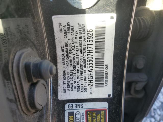 2HGFA55507H715926 - 2007 HONDA CIVIC SI BLACK photo 13