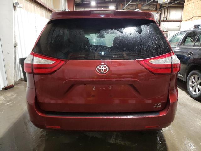 5TDJZ3DC2JS197302 - 2018 TOYOTA SIENNA LE RED photo 6