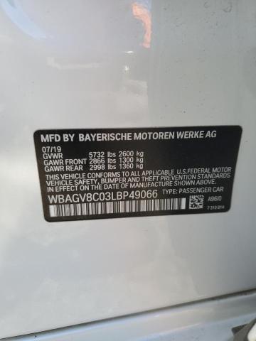 WBAGV8C03LBP49066 - 2020 BMW M850XI WHITE photo 13