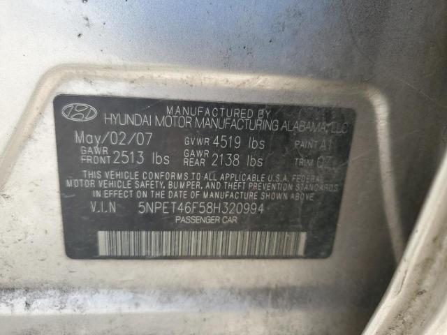 5NPET46F58H320994 - 2008 HYUNDAI SONATA GLS TAN photo 12