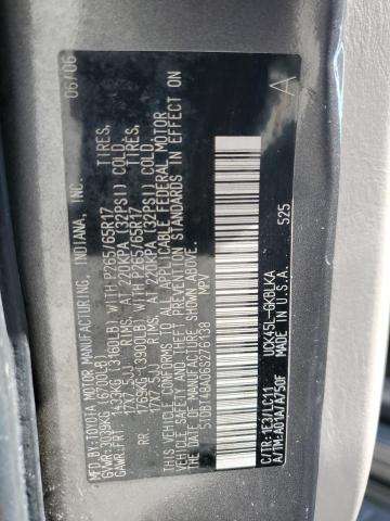 5TDBT48A06S276138 - 2006 TOYOTA SEQUOIA LIMITED GRAY photo 13