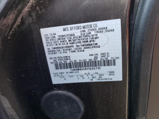 1LNHM86S85Y635745 - 2005 LINCOLN LS Boz foto 12