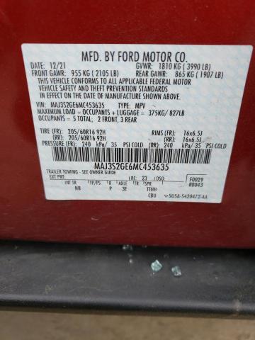 MAJ3S2GE6MC453635 - 2021 FORD ECOSPORT SE Qırmızı foto 13