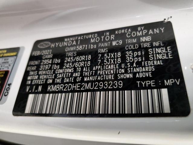 KM8R2DHE2MU293239 - 2021 HYUNDAI PALISADE SEL WHITE photo 13