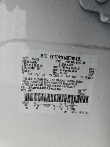 2FMPK4J90PBA38457 - 2023 FORD EDGE SEL WHITE photo 13