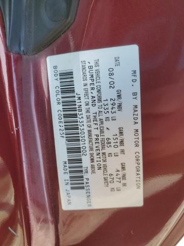 JM1NB353530301002 - 2003 MAZDA MX-5 MIATA BASE BURGUNDY photo 12