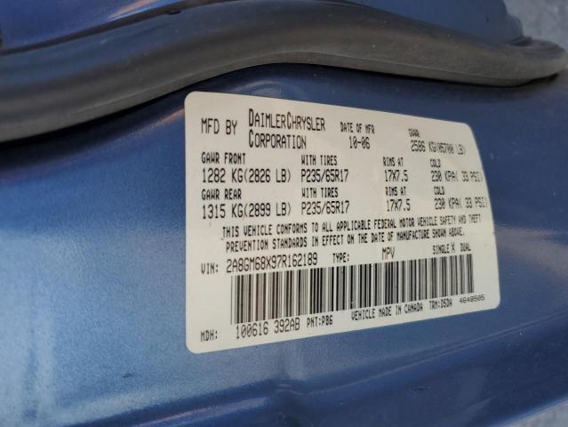 2A8GM68X97R162189 - 2007 CHRYSLER PACIFICA TOURING BLUE photo 12