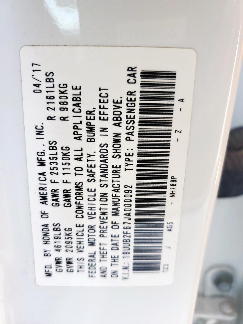 19UUB2F67JA000092 - 2018 ACURA TLX TECH+A თეთრი ფოტო 13