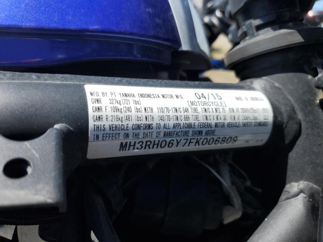 MH3RH06Y7FK006809 - 2015 YAMAHA YZFR3 BLUE photo 9