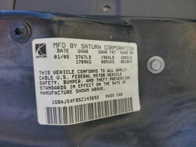 1G8AJ54F85Z143692 - 2005 SATURN ION LEVEL 2 GRAY photo 12