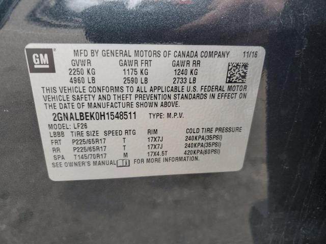 2GNALBEK0H1548511 - 2017 CHEVROLET EQUINOX LS GRAY photo 13